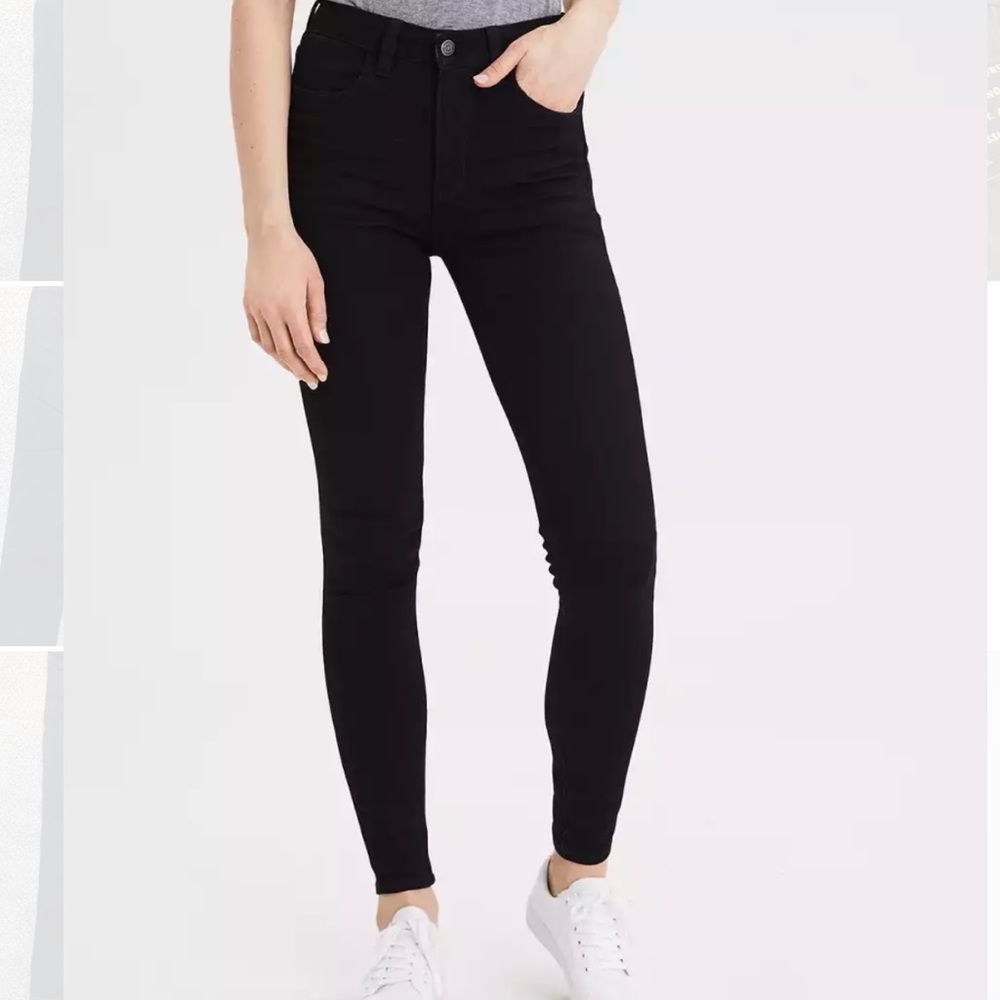 Black American Eagle Super Hi-Rise Jegging 8 Short